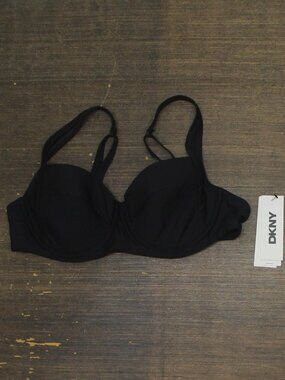 Dkny Black Balconette Bikini Swim Top Dimts401 M Sz M